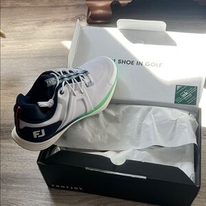 FootJoy Men's White and Navy Golf Shoe